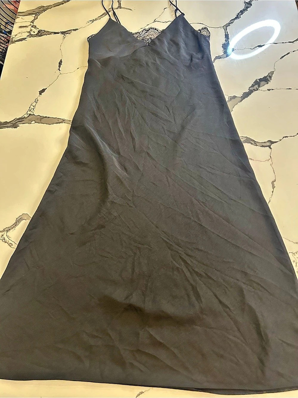 Aritzia Wilfred Black Lace-Trim Maxi Dress Like New